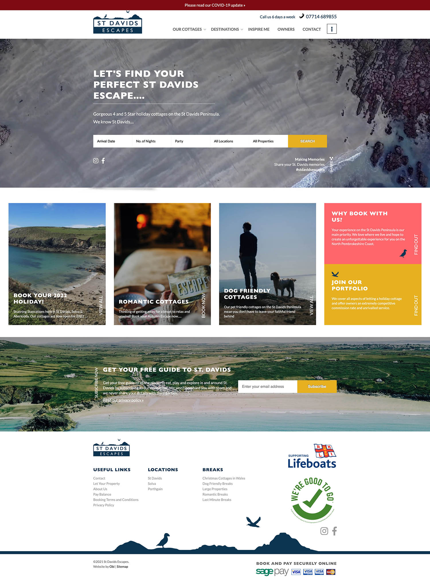 St Davids Escapes Website Design